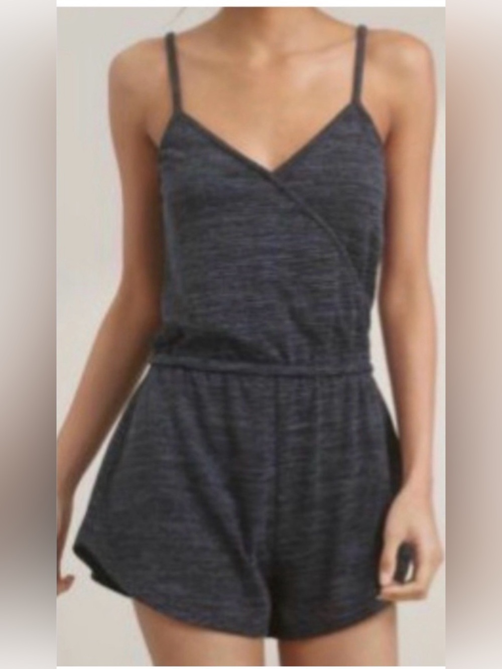 Aritzia Charcoal V-Neck Sleeveless Romper